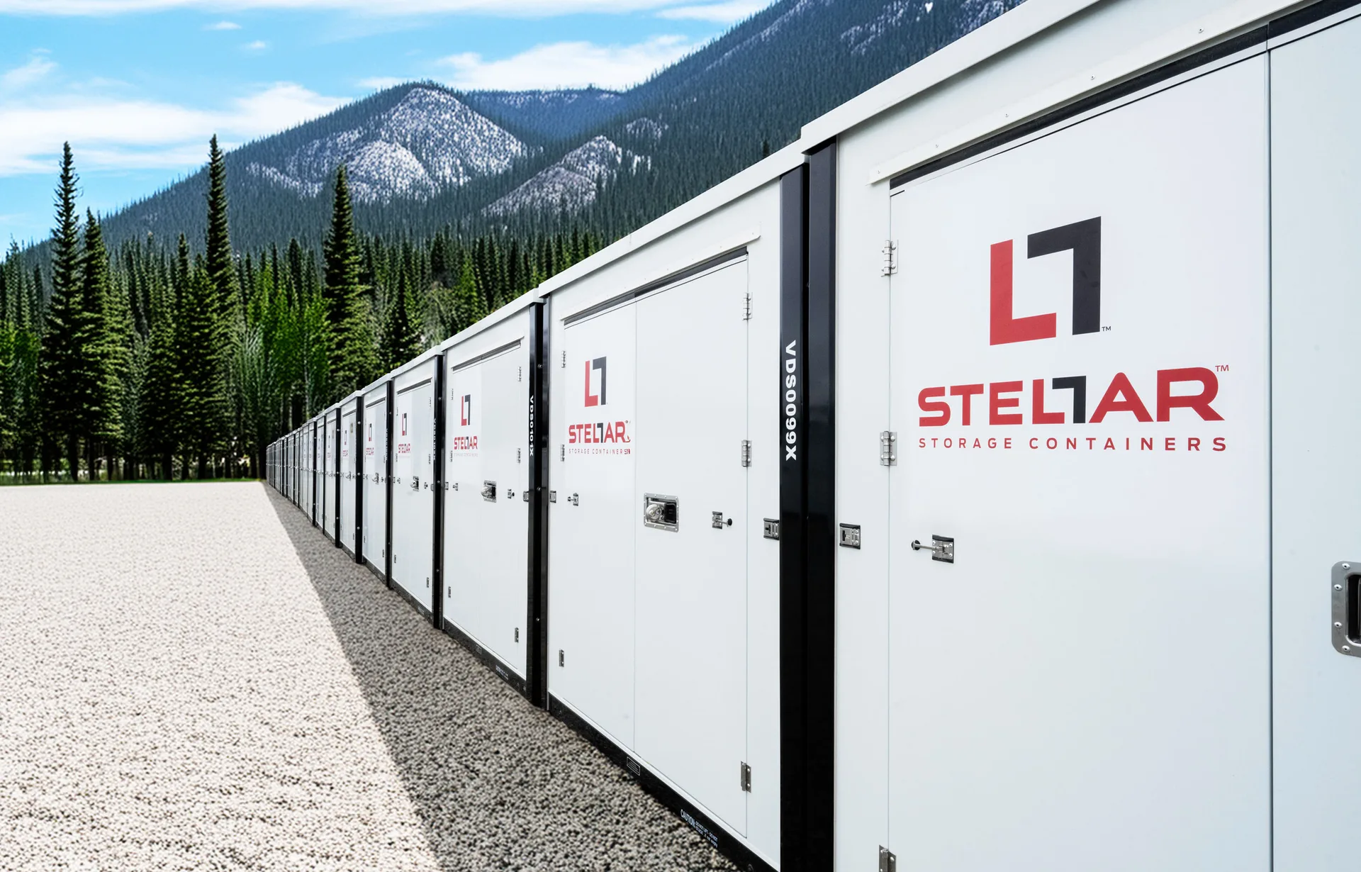 Stellar storage containers with mountains in the background